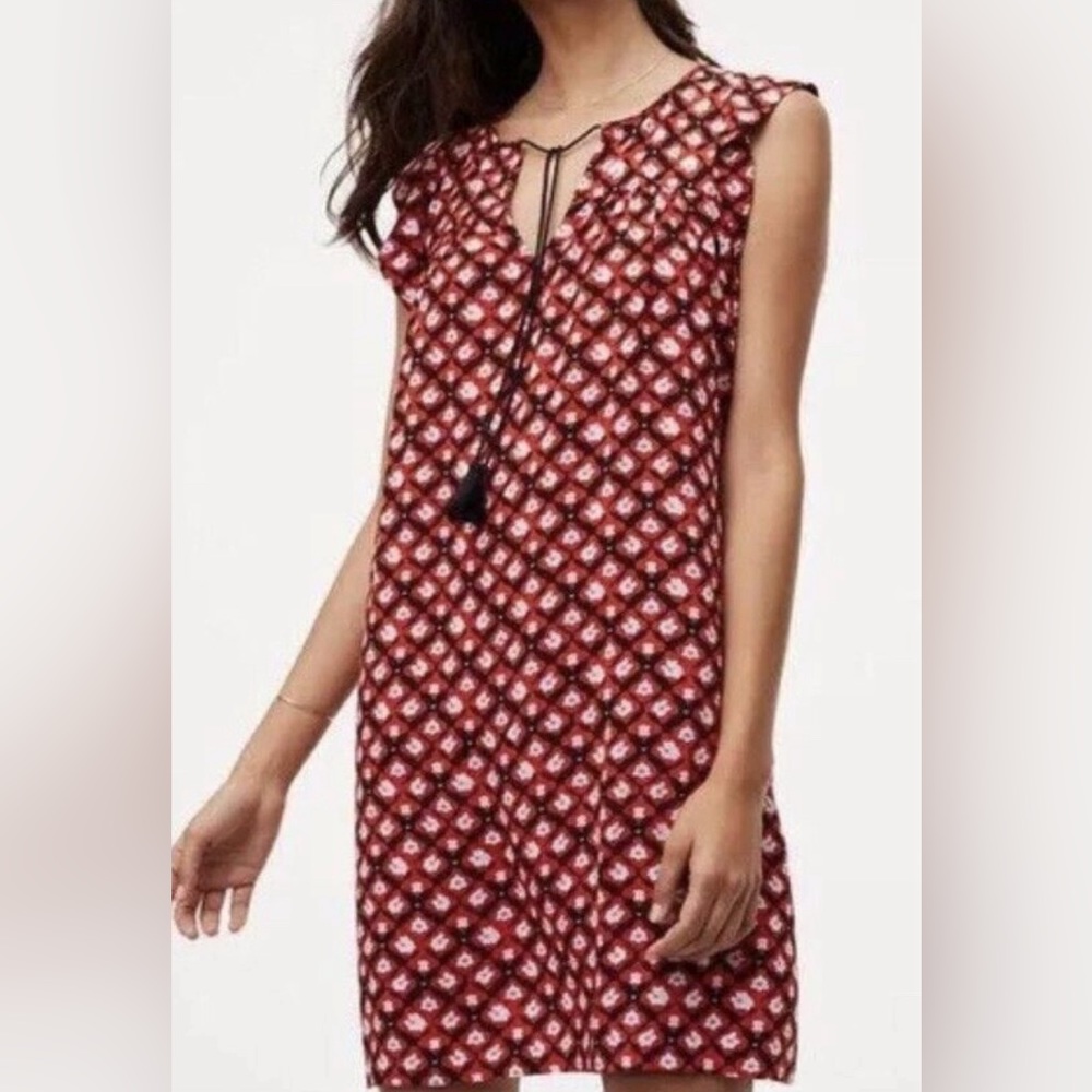 Ann Taylor Red Patterned Sleeveless Shift Dress